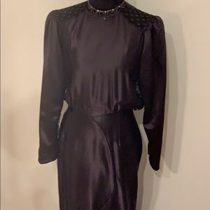 Black satin and netting dress